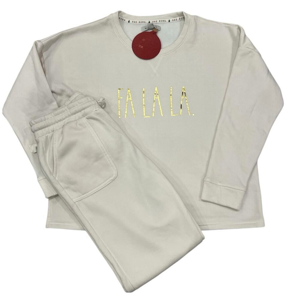 Rae Dunn Cream La La La Christmas Lounge Sweater Set - Picture 2 of 15